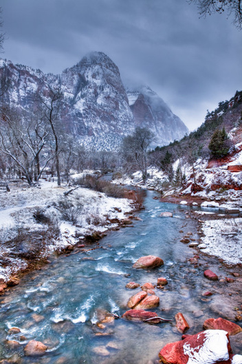 Virgin River, Zion National Park, Utah, as viewed from the base of the Emerald Pools trail.