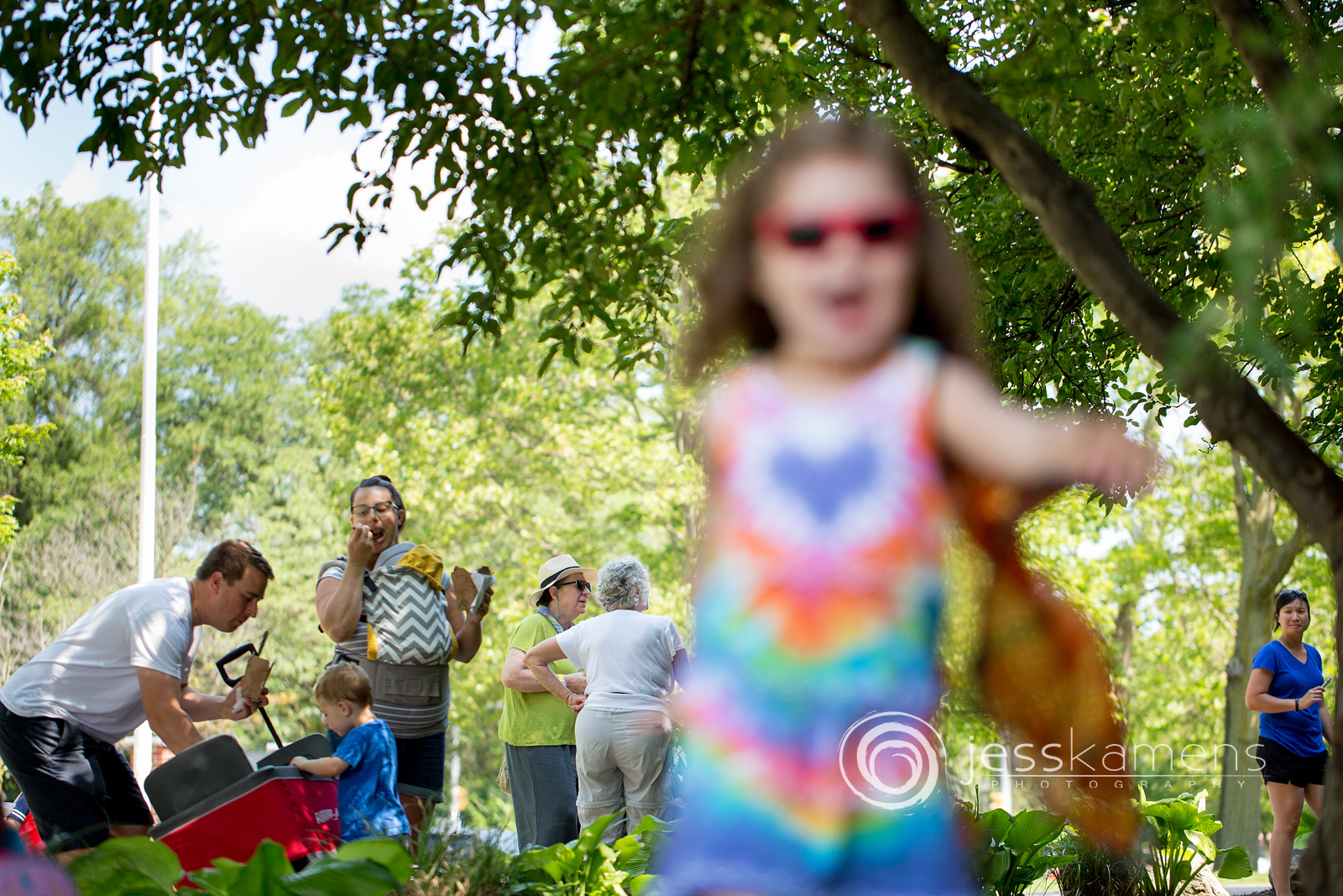 children and families play