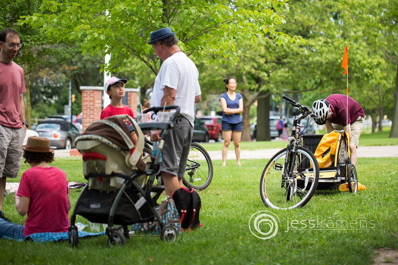 people ride their bike on a nice day