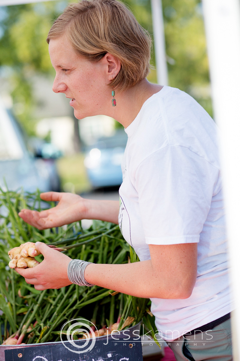 Stonecrop Farm owner sells fresh ginger next to her eggs and meat