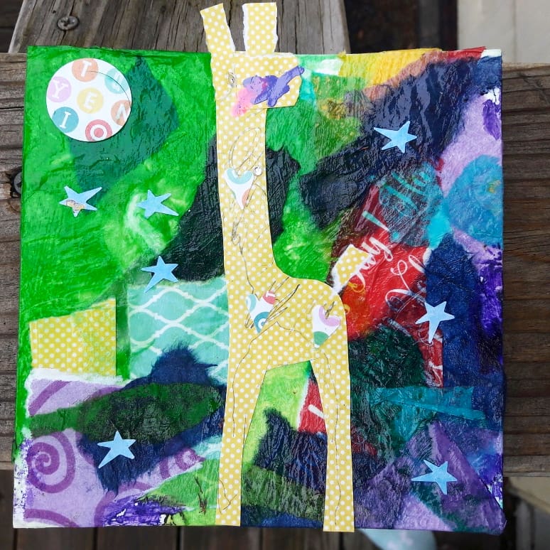 mixed media collage giraffe
