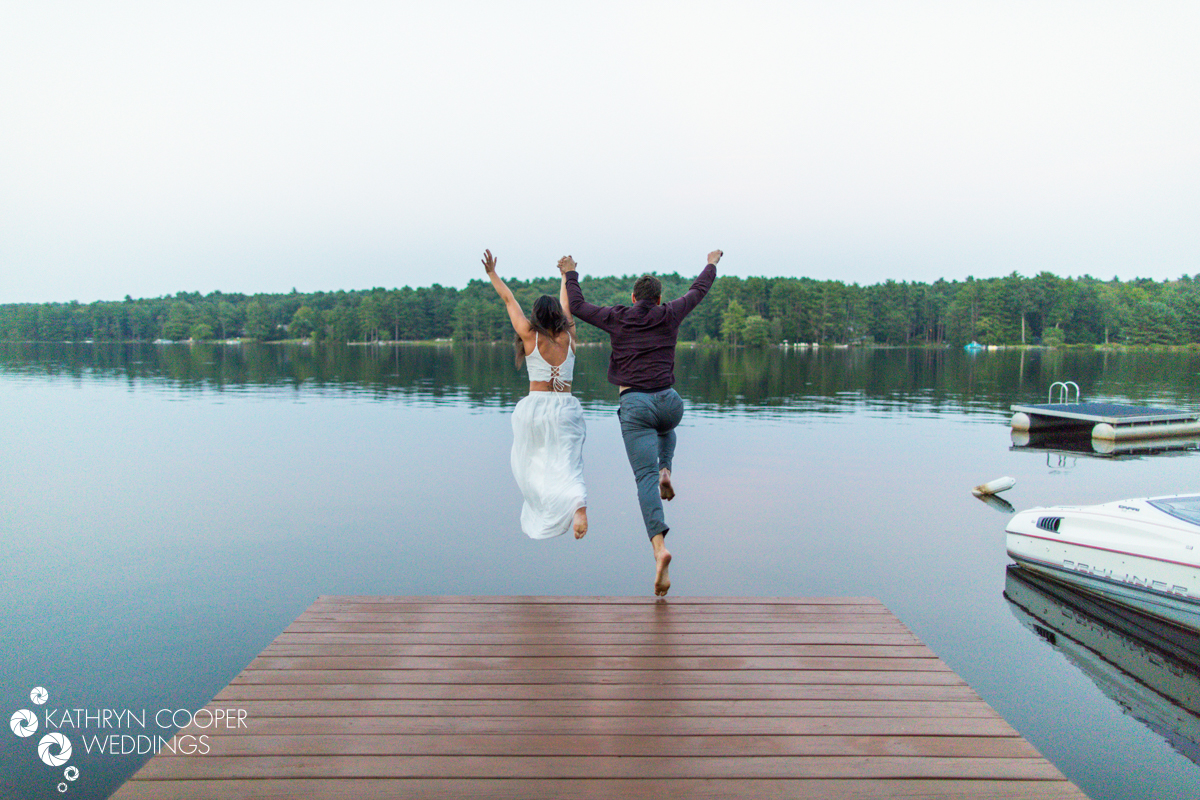 Glen Spey Lake jumping into the lake engagement photo