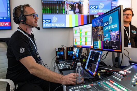 GCF Live Studio powered by APCO during the Global CyberSecurity Forum  at The Ritz-Carlton in Riyadh, Saudi Arabia on October 1, 2025. (Photo by Christopher Pike / christopherpike.com)