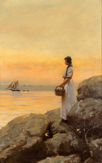 Gilbert Gaul (1855-1919) 23x15 o/c slr   $4200