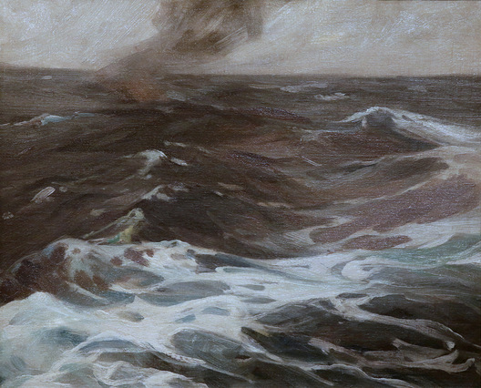 Charles Herbert Woodbury (1864-1940) Steamer 17x21 o/c, estate stamped verso - (SOLD)