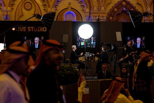 Marco Arcelli at the Momentum Live Studio powered by APCO during the Momentum Development Finance Conference at King Abdulaziz International Conference Center (KAICC) in Riyadh, Saudi Arabia on December 9, 2025. (Photo by Christopher Pike for APCO)