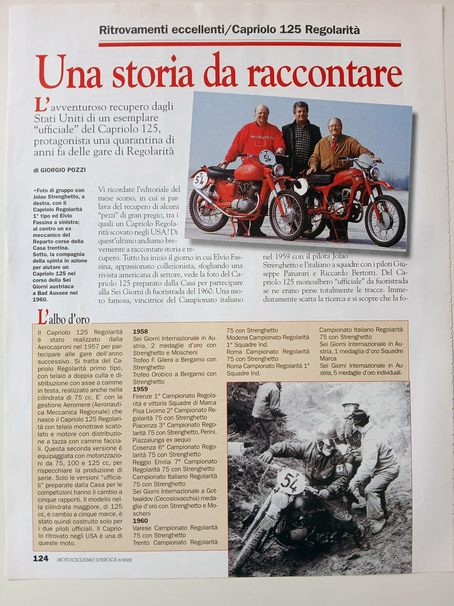 MOTOCICLISMO DEPOCA 2002 
CAPRIOLO REGOLARITA AEROMERE
STRENGHETT - FASSINA
RITROVAMENTO

@REGISTRO STORICO CAPRIOLO