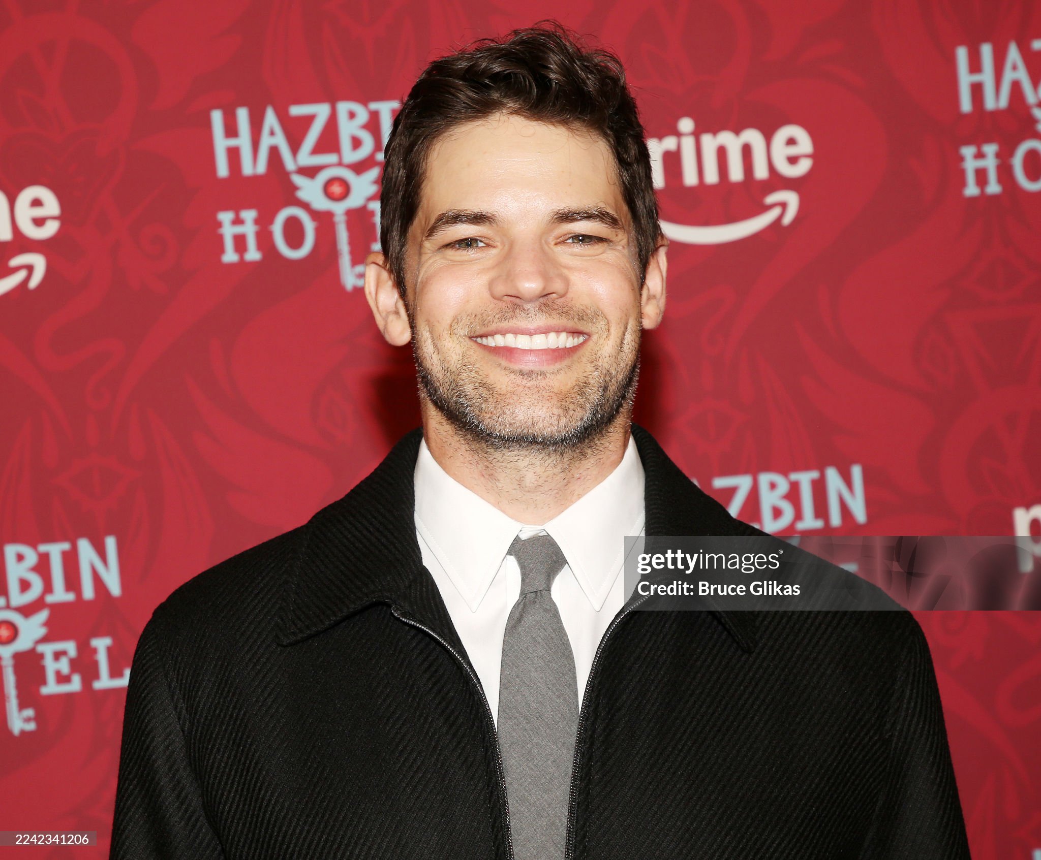 NEW YORK, NEW YORK - OCTOBER 20: Jeremy Jordan poses at the Amazon Prime Video premiere celebration for Season 2 of "Hazbin Hotel: Live on Broadway" at The Majestic Theatre on October 20, 2025 in New York City. (Photo by Bruce Glikas/Getty Images)