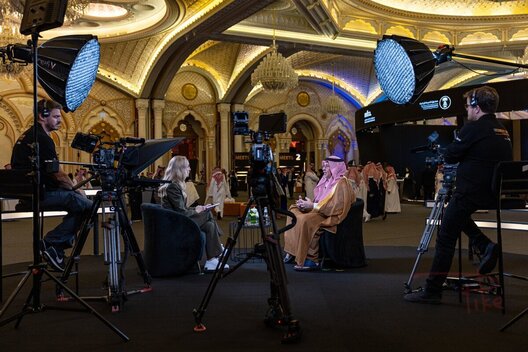 HE Mohammad Al-Tuwaijri at the Momentum Live Studio powered by APCO during the Momentum Development Finance Conference at King Abdulaziz International Conference Center (KAICC) in Riyadh, Saudi Arabia on December 10, 2025. (Photo by Christopher Pike for APCO)