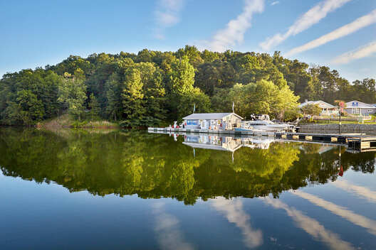 FLOWERY BRANCH, GA - July 8: Dock overview at Safe Harbor Hideaway Bay in Flowery Branch, GA on July 8, 2020. (Photo by Craig Bromley/Getty Images for Safe Harbor Marinas)