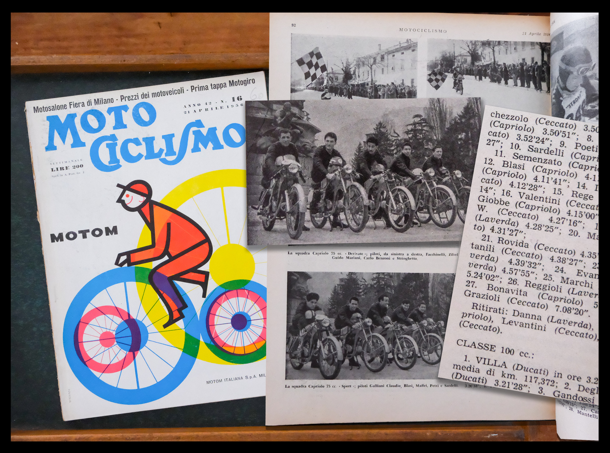  Motociclismo - 21 aprile 1956 

La squadra Capriolo 75cc. "Derivate" di serie
Piloti, da sinistra: Lodovico Facchinelli,  Ziliol, Guido Mariani, Carlo Benzoni e Jolao Strenghetto.
(La foto  stata scattata in Piazza Dante a Trento. Alle loro spalle,  Minosse). 

La squadra Capriolo 75cc "Sport"
Piloti, da sinistra: Claudio Galliani, Biasi, Maffei, Petri, Sardelli.


@FEDERICO NARDELLI

CAPRIOLO;AERO;CAPRONI;TRENTO;MOTOCICLISMO;1956; APRILE;42;16; 



