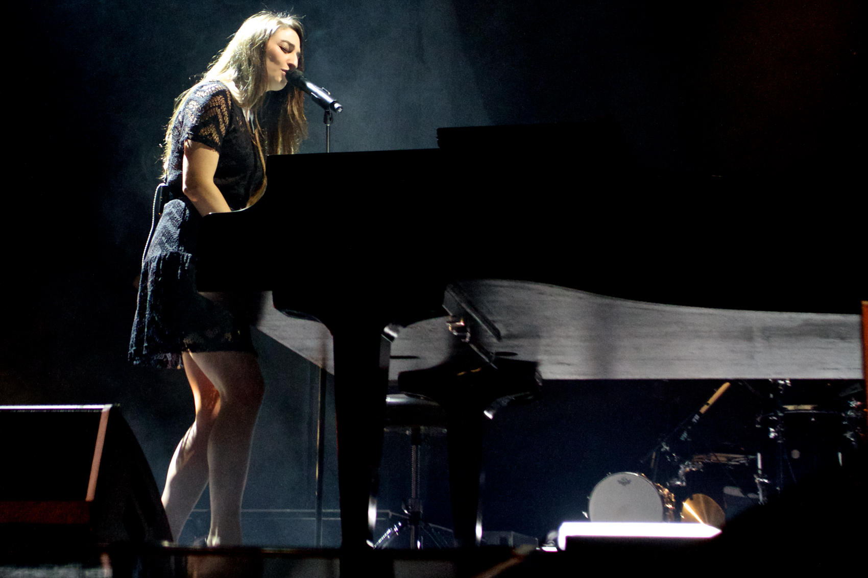 sara bareilles little black dress Yves Saint Laurent Silk Lips Print Wrap Dress Black Red